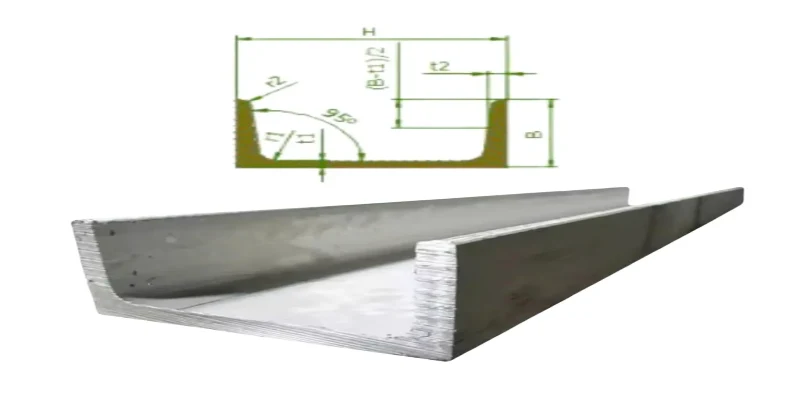 Thép U cán nóng mạ kẽm với mặt cắt chữ U đặc trưng